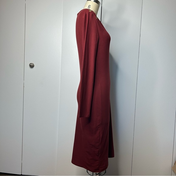 NWT Planet Gold Maroon V-Neck Bodycon Dress - Picture 4 of 8